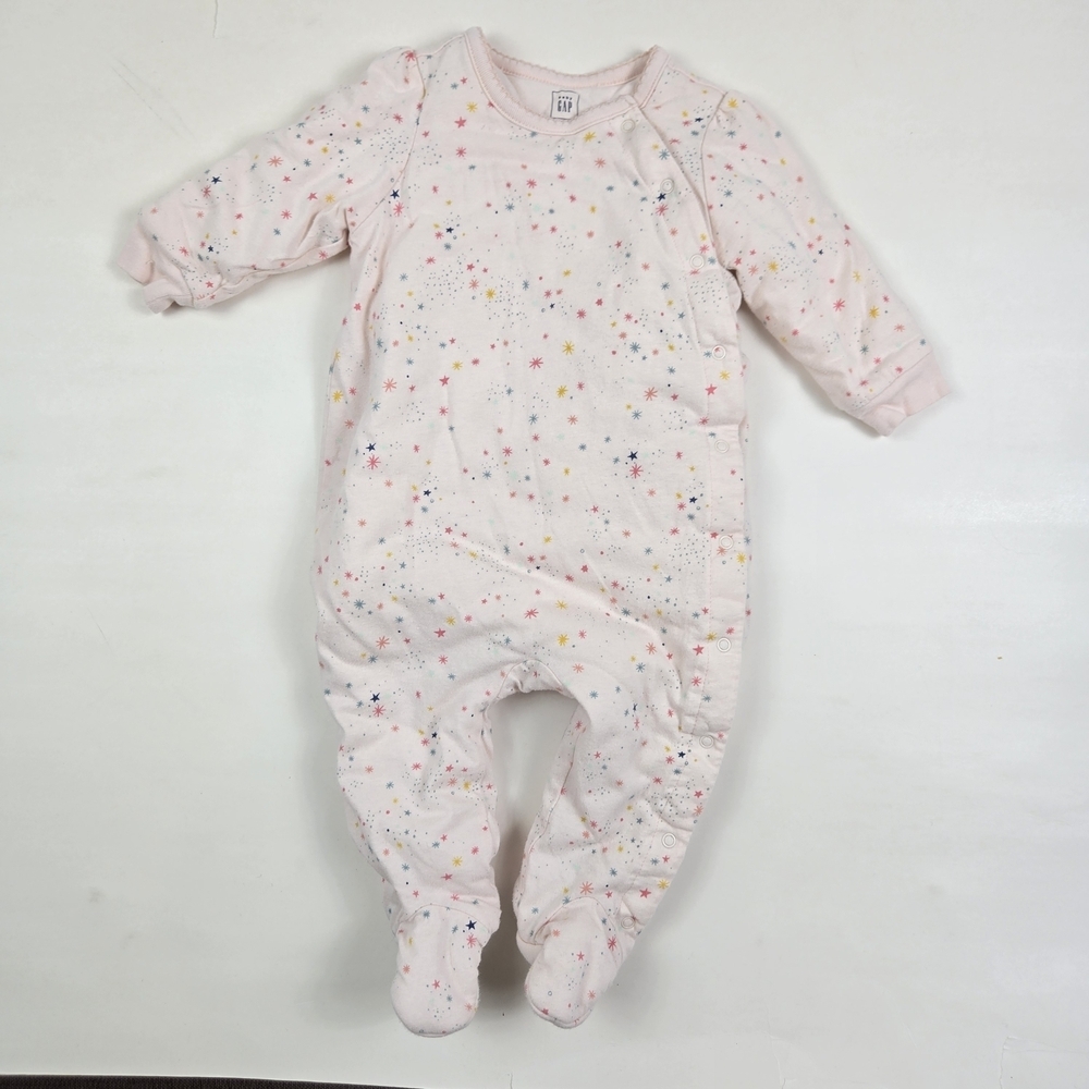 Baby GAP Pink Footed One-Piece 3-6 Months Star Print Snap Closure Thin Jacket